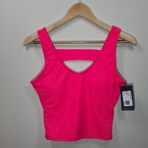 Janela Bay NWT V-Neck Tankini Top | Watermelon Pink | Size M | Cut-Out Detail